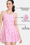 Zelocity Elastane Blended Slip-On Swimdress with Removable Pads - Pink Cosmos — thumbnail 7